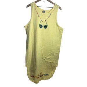 Cal Cru Vintage 90s Dress Sunglasses Beach Graphic Tank Dress OS Yellow USA Made